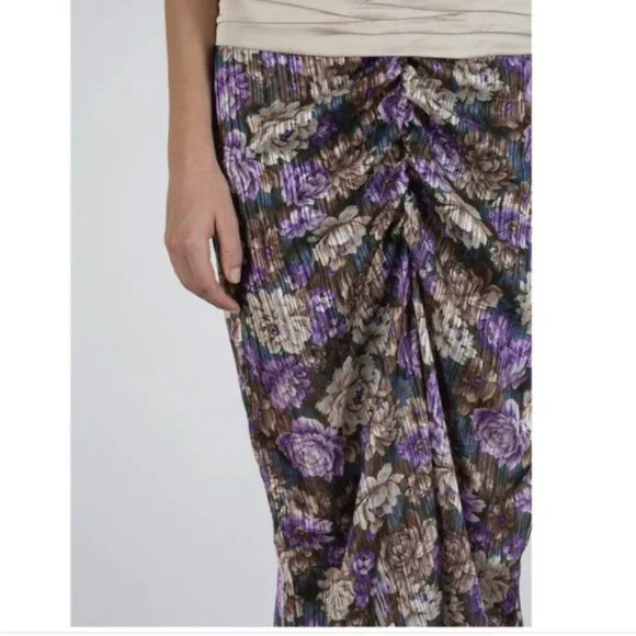 NWT Birgitte Herskind Alexis Ruched Floral Midi Skirt Women's Size 10 - Picture 2 of 12